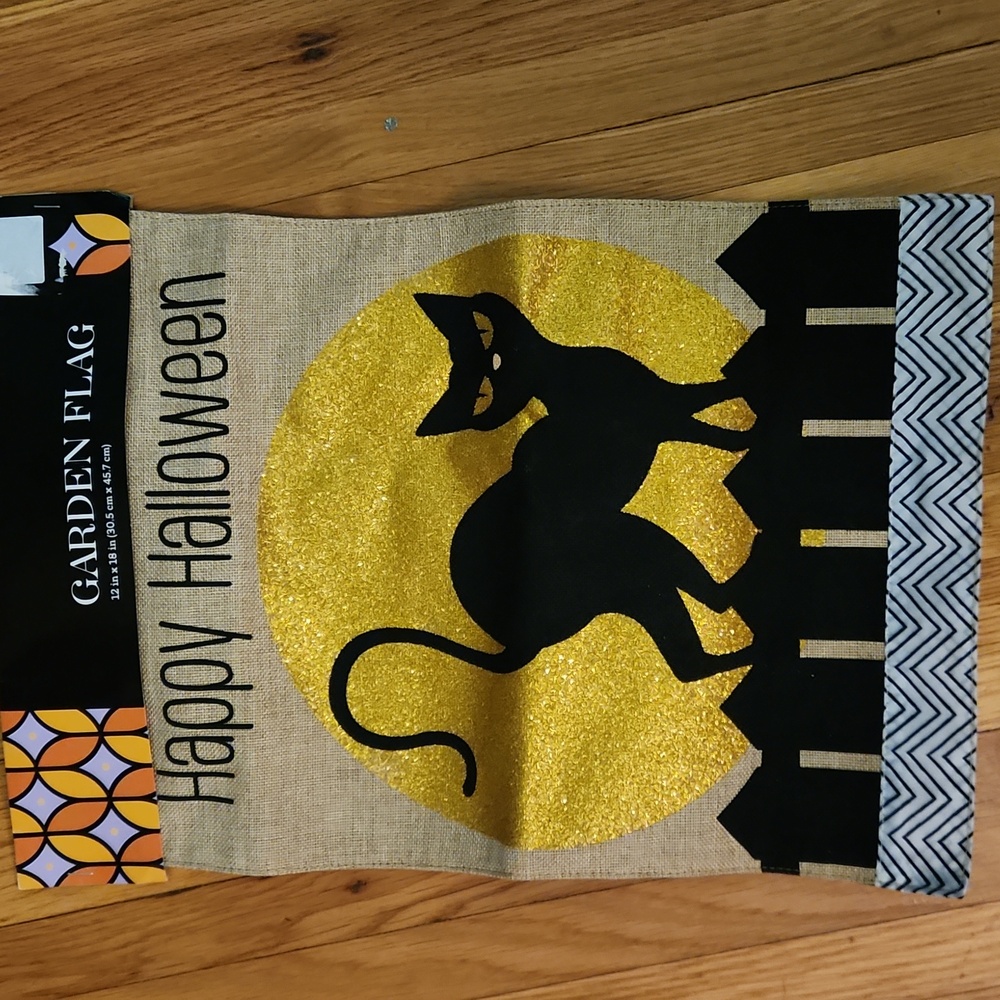 Halloween Black Cat Garden Flag
